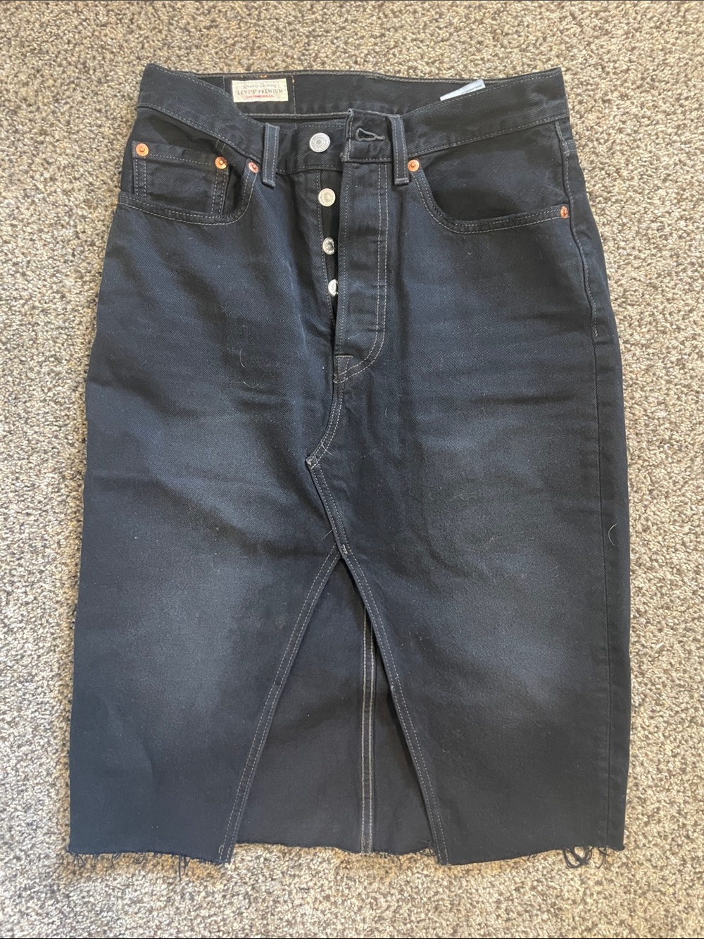 Levi's Black Front Slit Midi Skirt